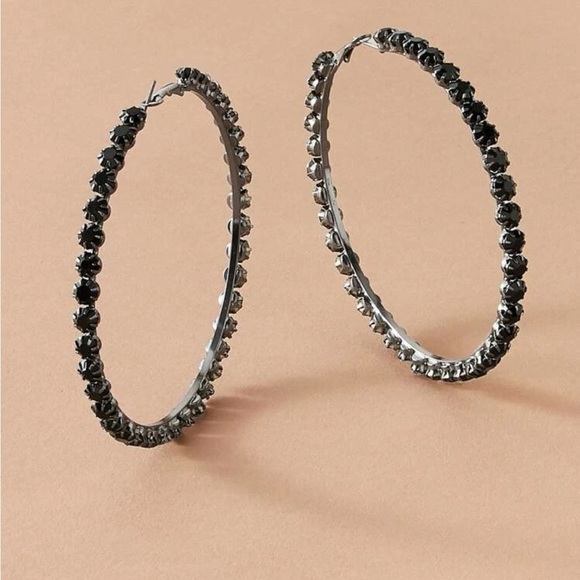 1 pair Rhinestone Decor Hoop Earrings - Picture 3 of 4